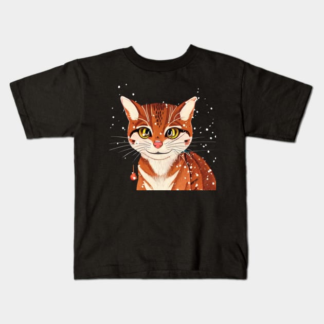 Cutest Rusty Spotted Cat Tiny Kitten Christmas Adorable Smallest Cat in the World Kids T-Shirt by Mochabonk